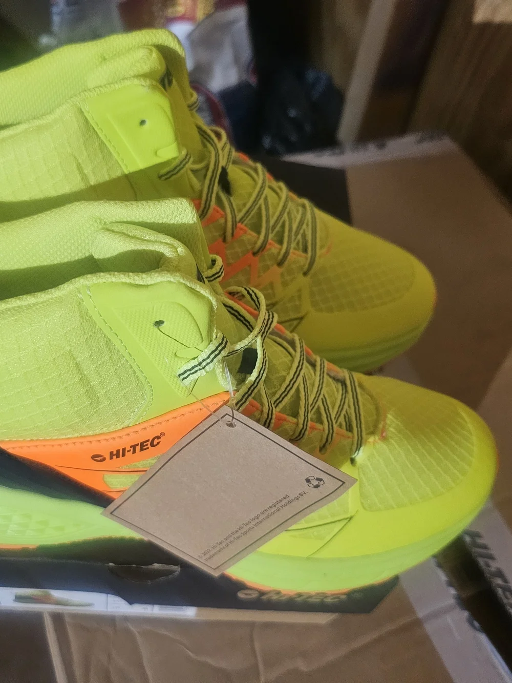 Hi-Tec Neon Yellow Men’s Trail Boots with Orange Accents